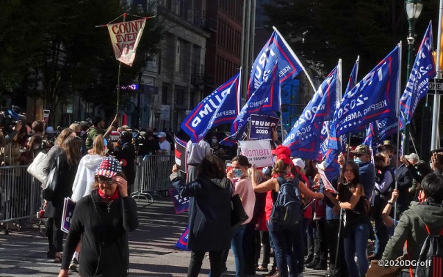 Demonstrators outside Pennsylvania Convention Center 11/5/2020